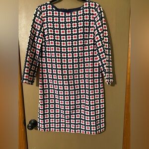 Brooks Brothers Red Fleece Dress Geometric Print Shift Size 6